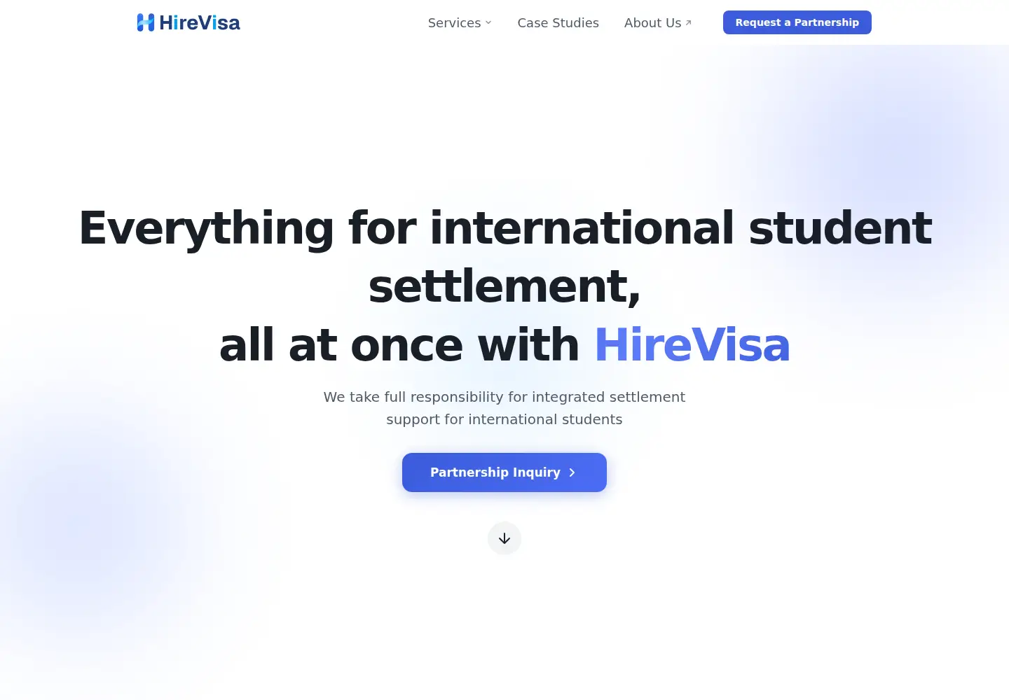 Captured homepage of hirevisa.com in the current scan