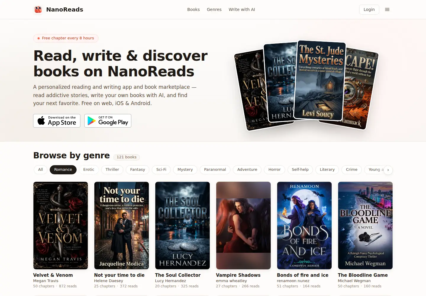 Captured homepage of nanoreads.com in the current scan