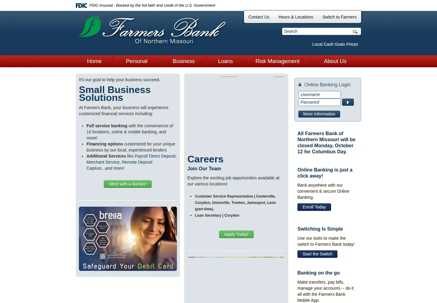 Screenshot of onlinefarmersbank.com