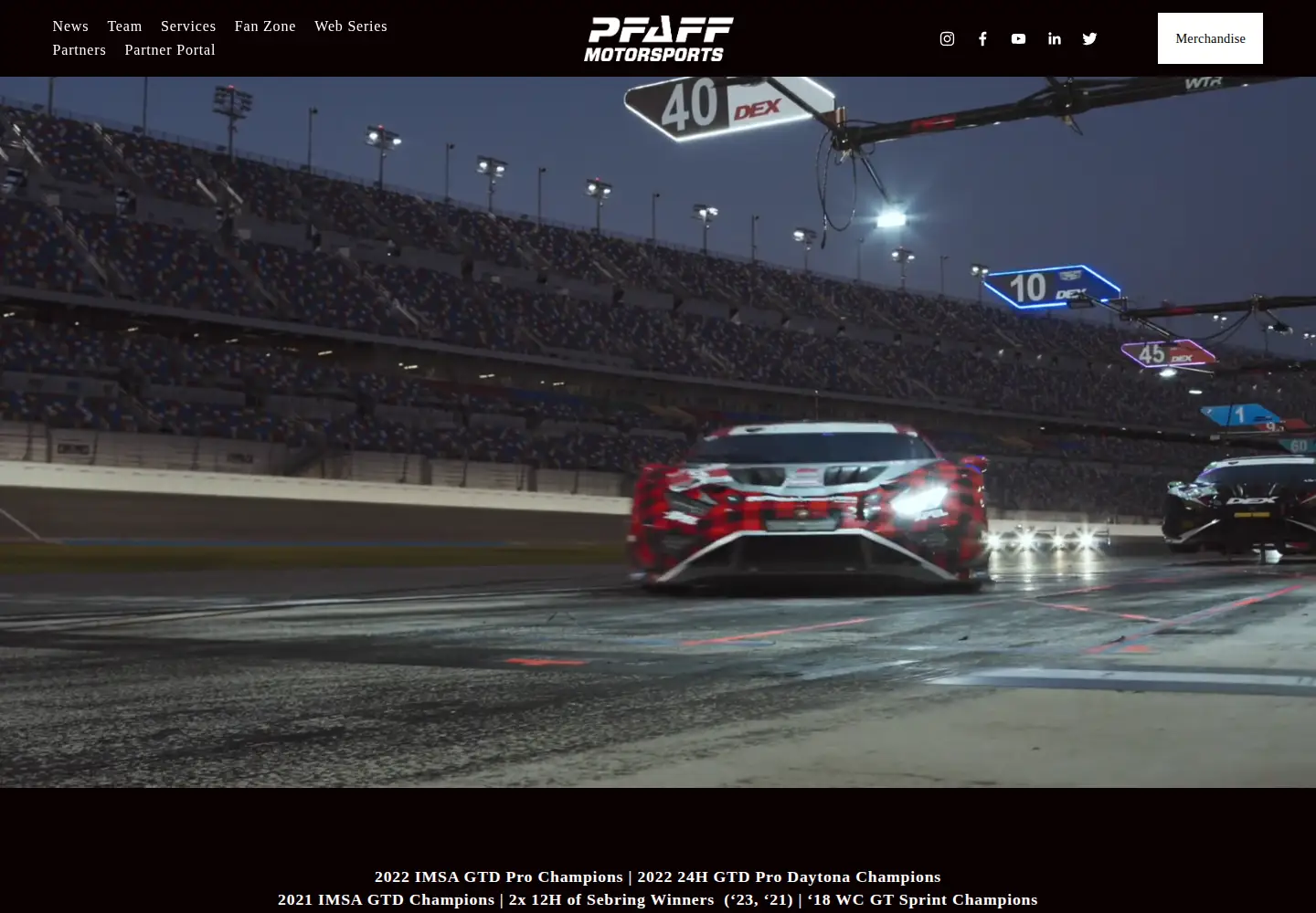 Captured homepage of pfaffmotorsports.com in the current scan
