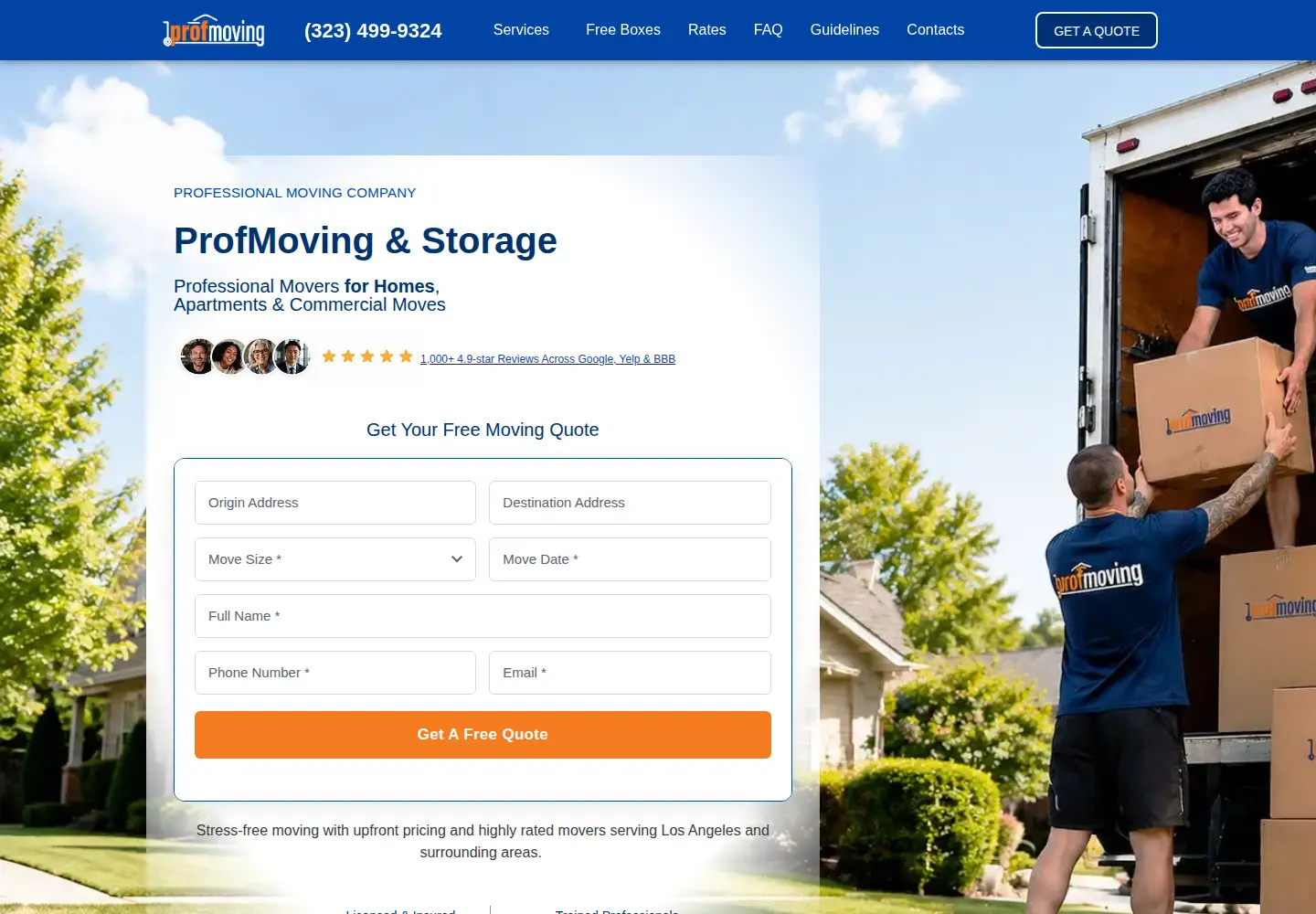 Screenshot of profmovingco.com