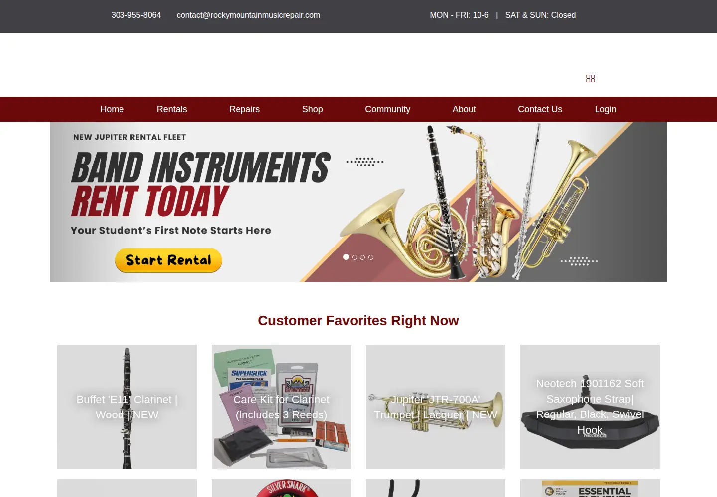 Screenshot of rockymountainmusicrepair.com