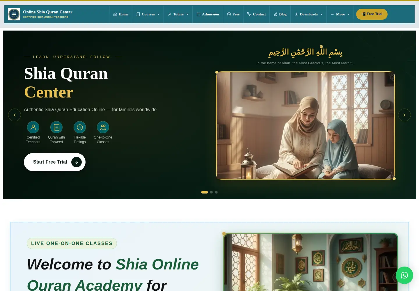 Screenshot of shiaquranacademyonline.com