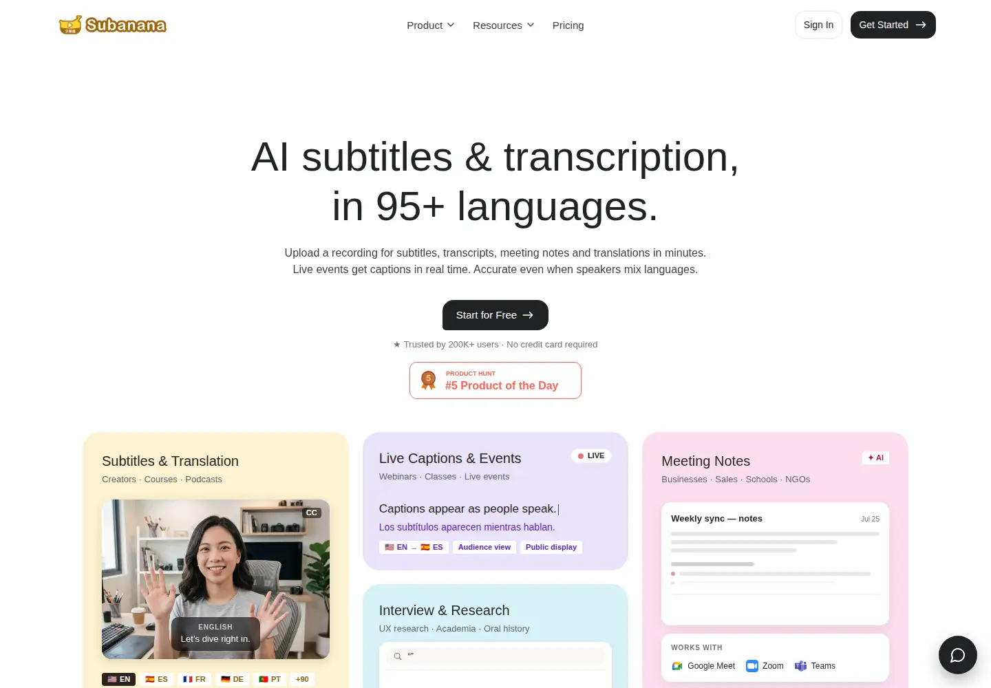 Screenshot of subanana.com