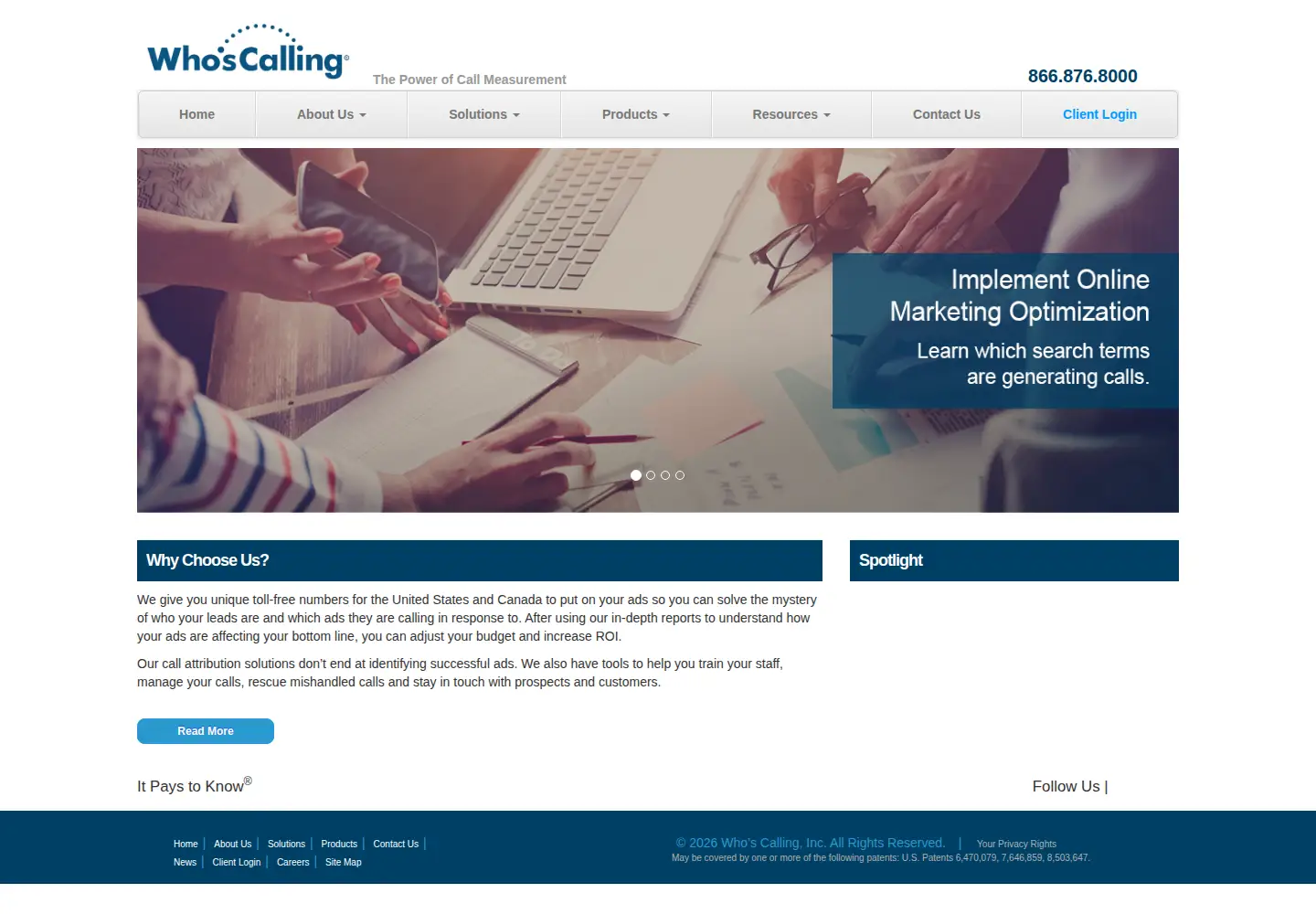 Screenshot of whoscalling.com