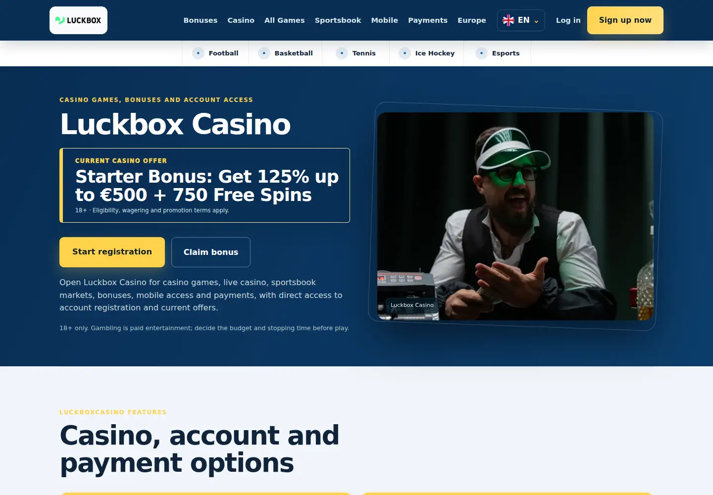 Screenshot of luckboxcasino.eu