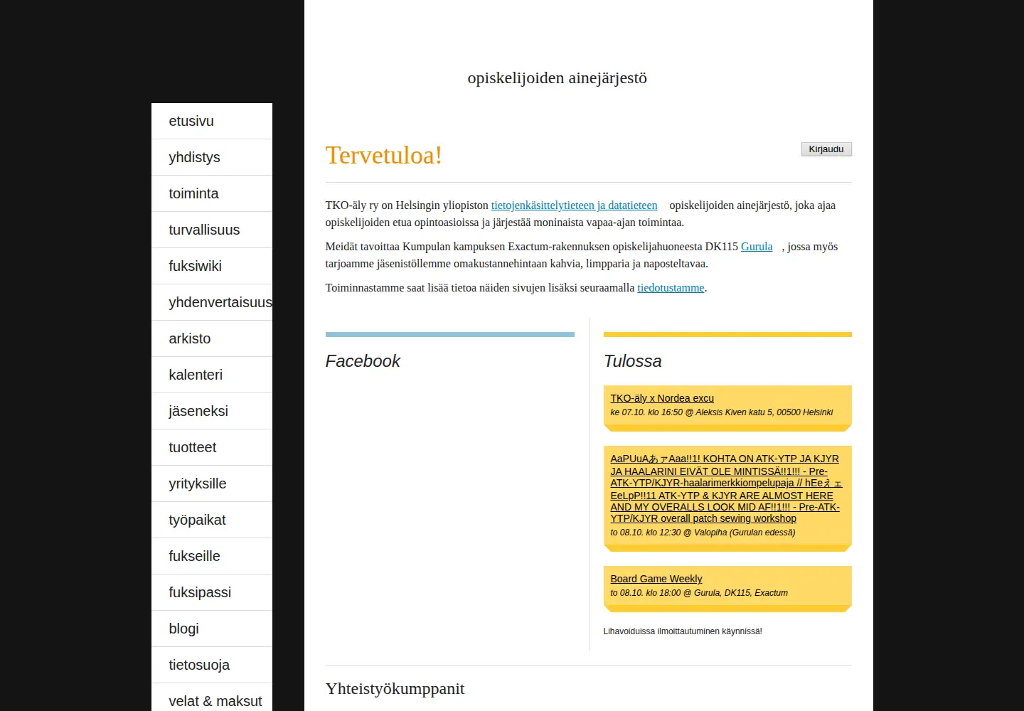 Captured homepage of tko-aly.fi in the current scan