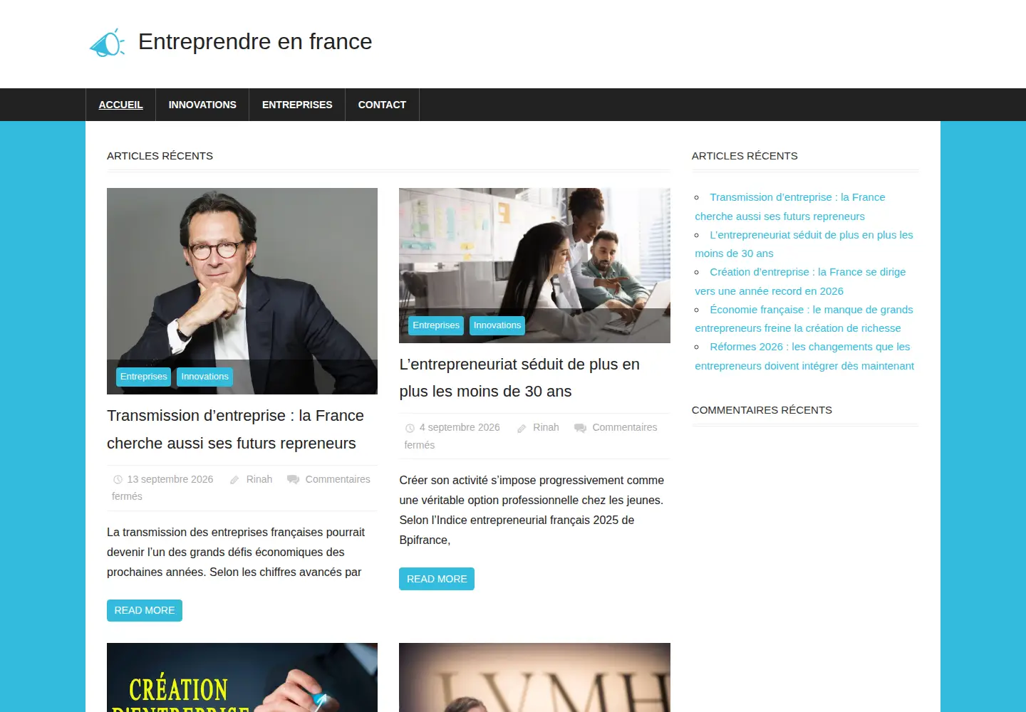 Screenshot of entreprendre-en-france.fr
