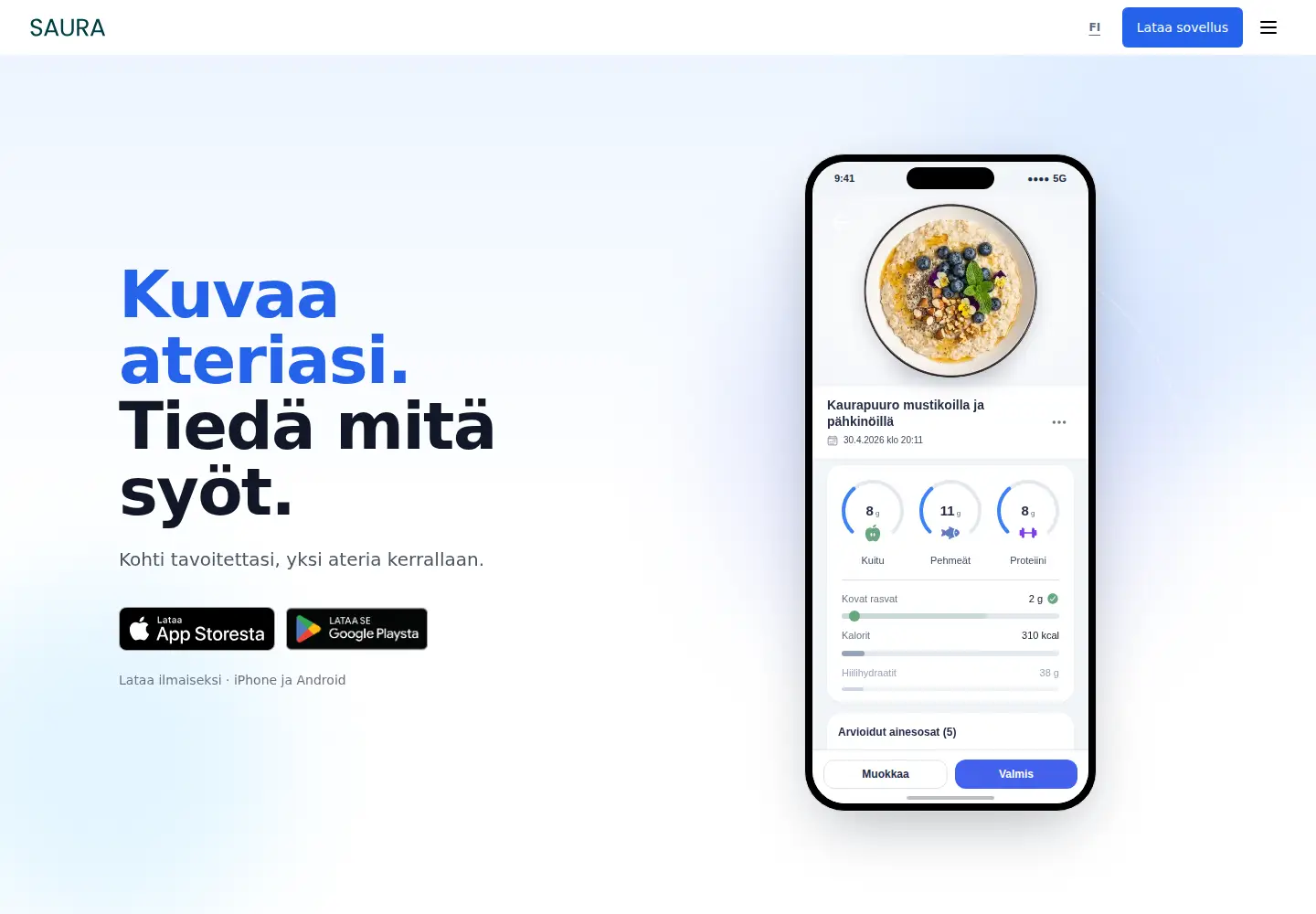 Captured homepage of saura.health in the current scan