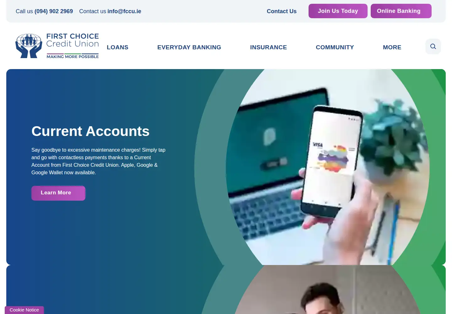 Captured homepage of firstchoicecreditunion.ie in the current scan