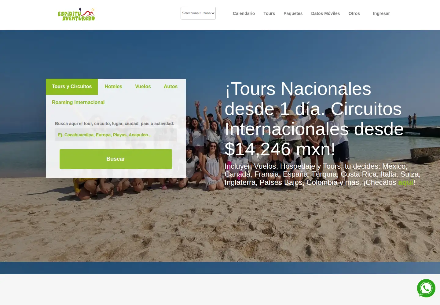 Captured homepage of espirituaventurero.com.mx in the current scan