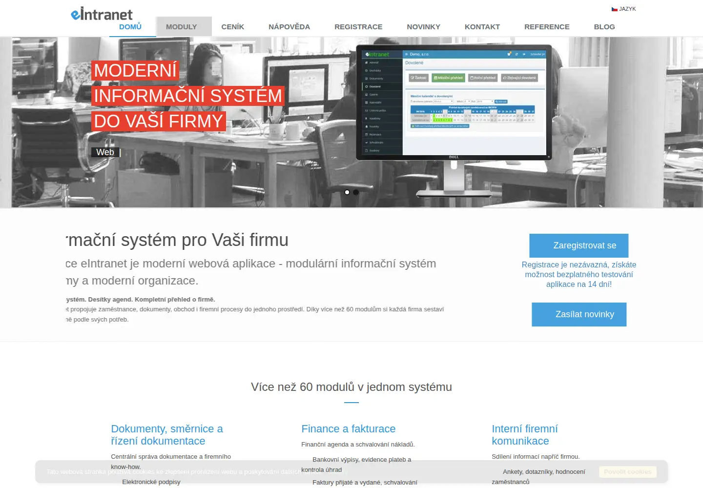 Captured homepage of eintranet.net in the current scan