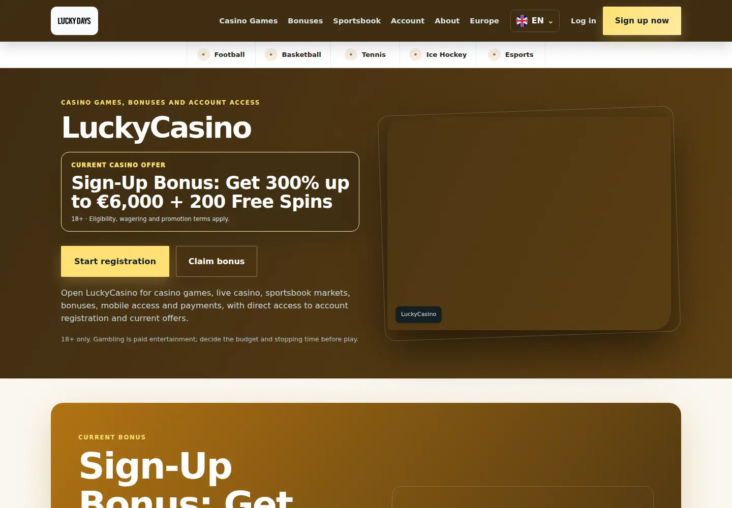 Screenshot of lucky-casino.eu