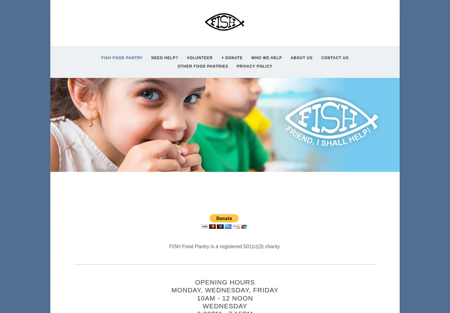 Captured homepage of fish-food-pantry.org in the current scan