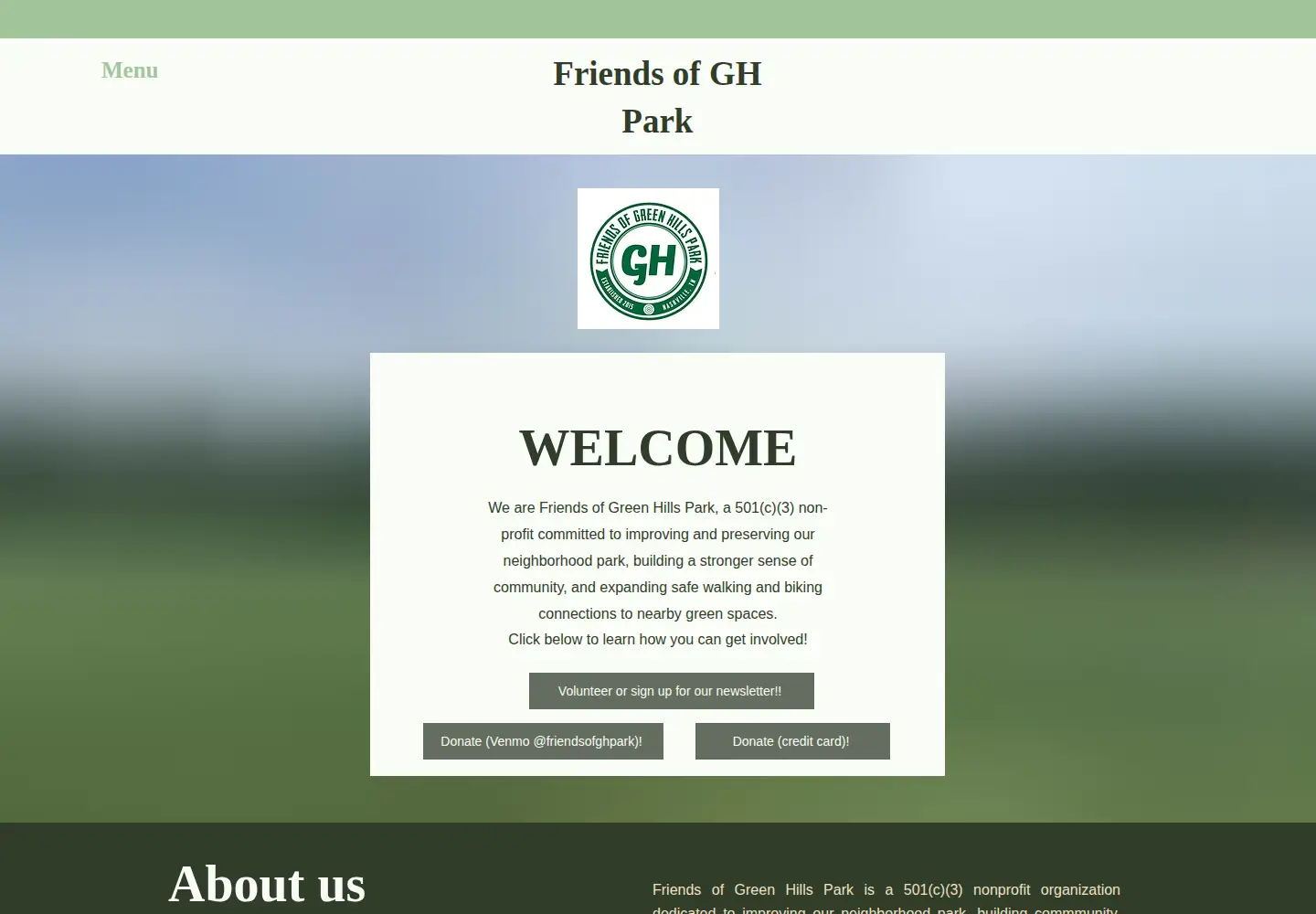 Screenshot of friendsofgreenhillspark.org