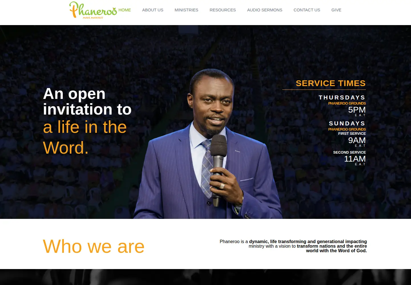 Captured homepage of phaneroo.org in the current scan