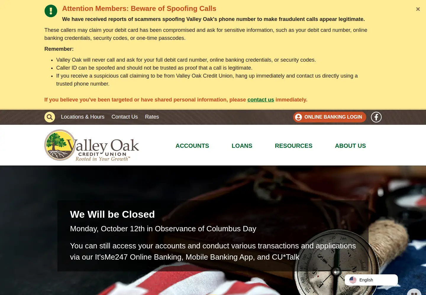 Captured homepage of valleyoak.org in the current scan