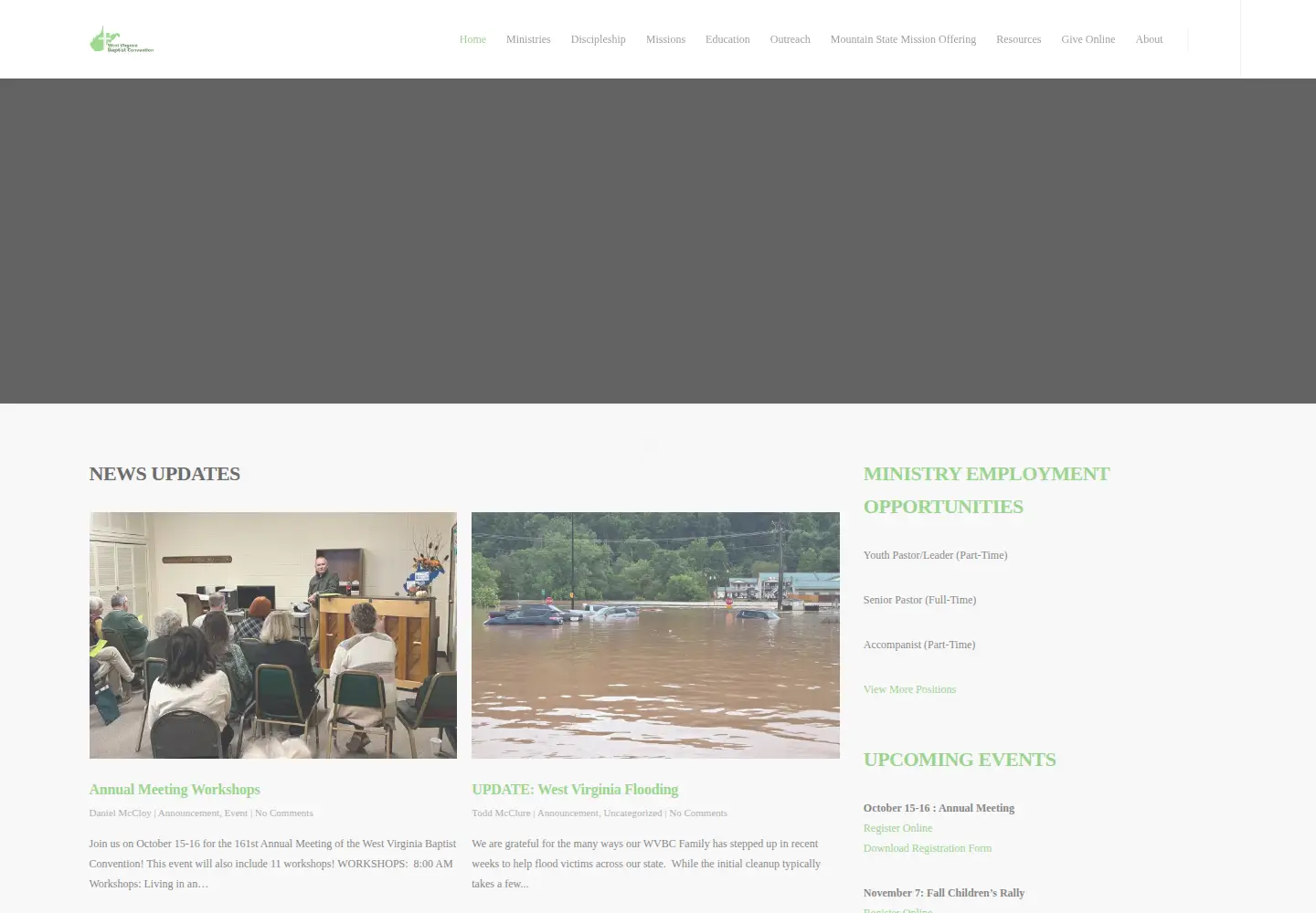 Captured homepage of wvbc.org in the current scan