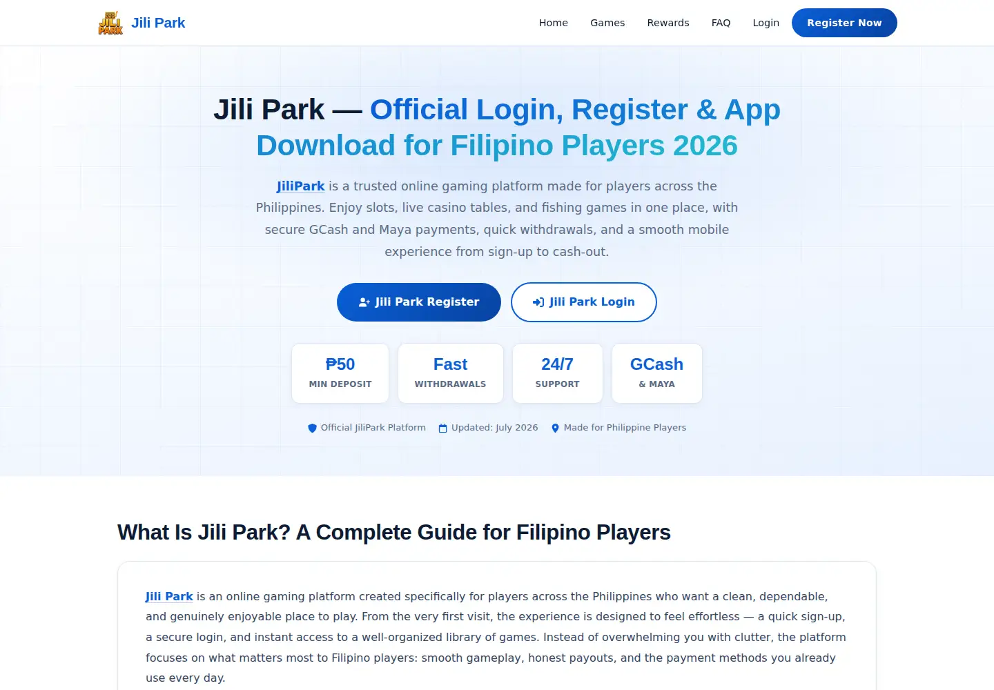 Captured homepage of jilipark22.com.ph in the current scan