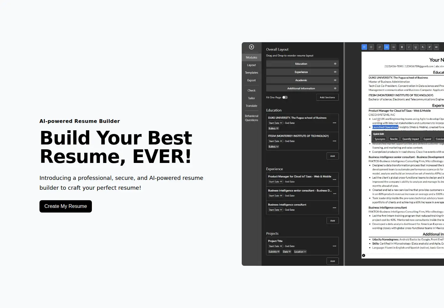 Screenshot of elegantresume.pro