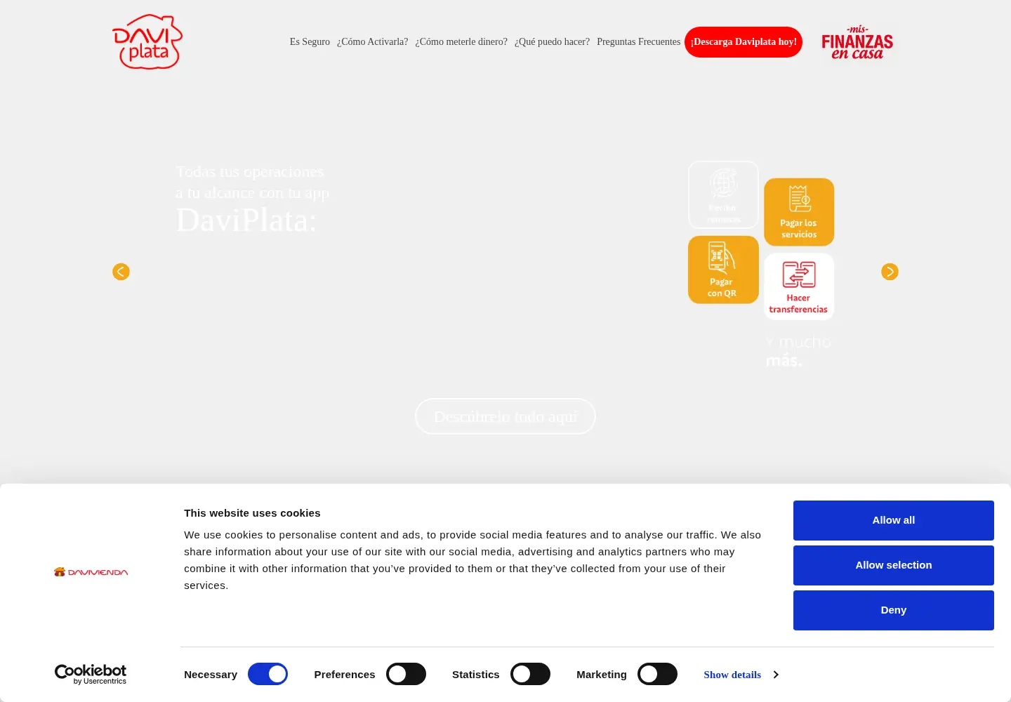 Captured homepage of daviplata.sv in the current scan