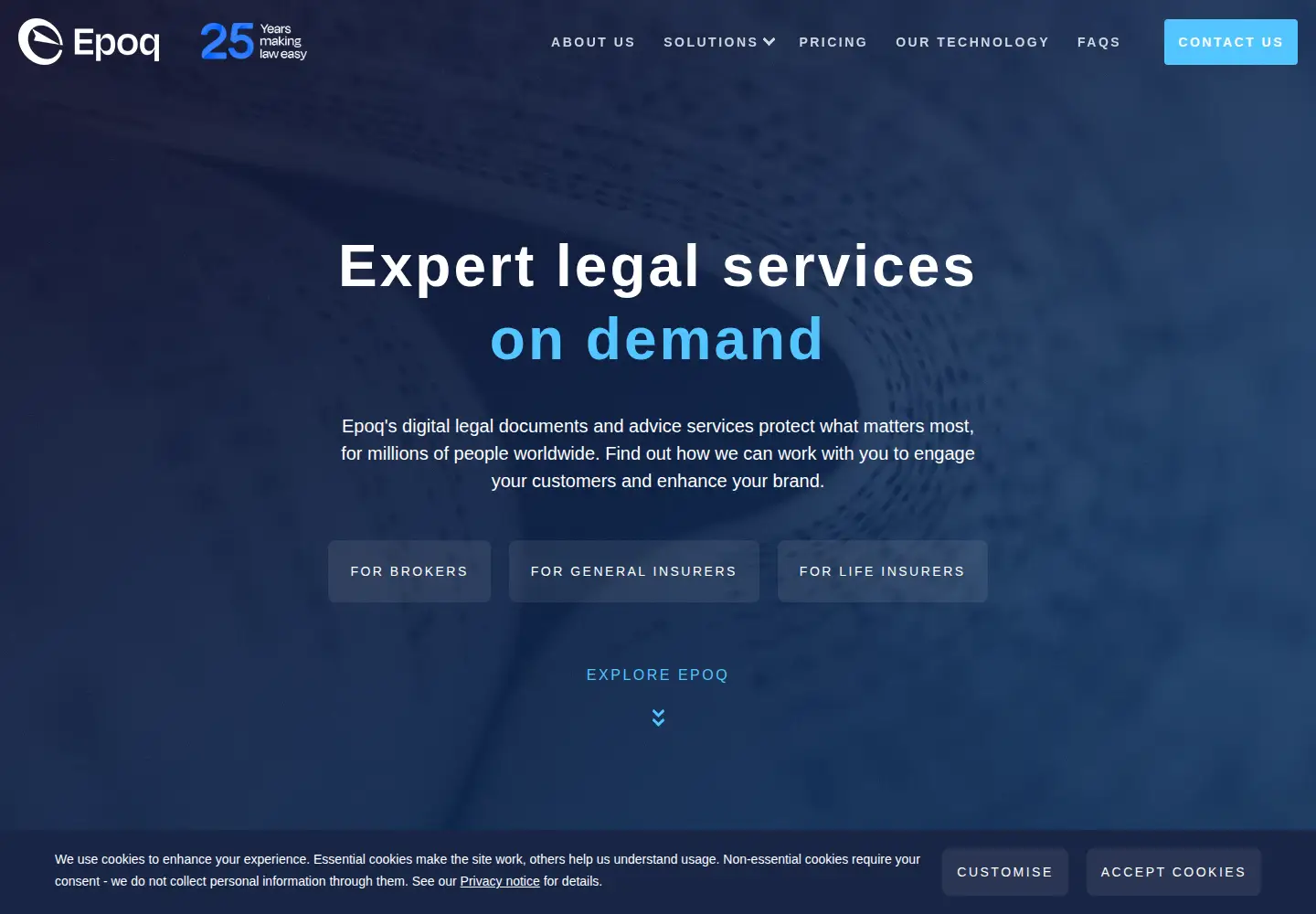 Captured homepage of epoq.co.uk in the current scan