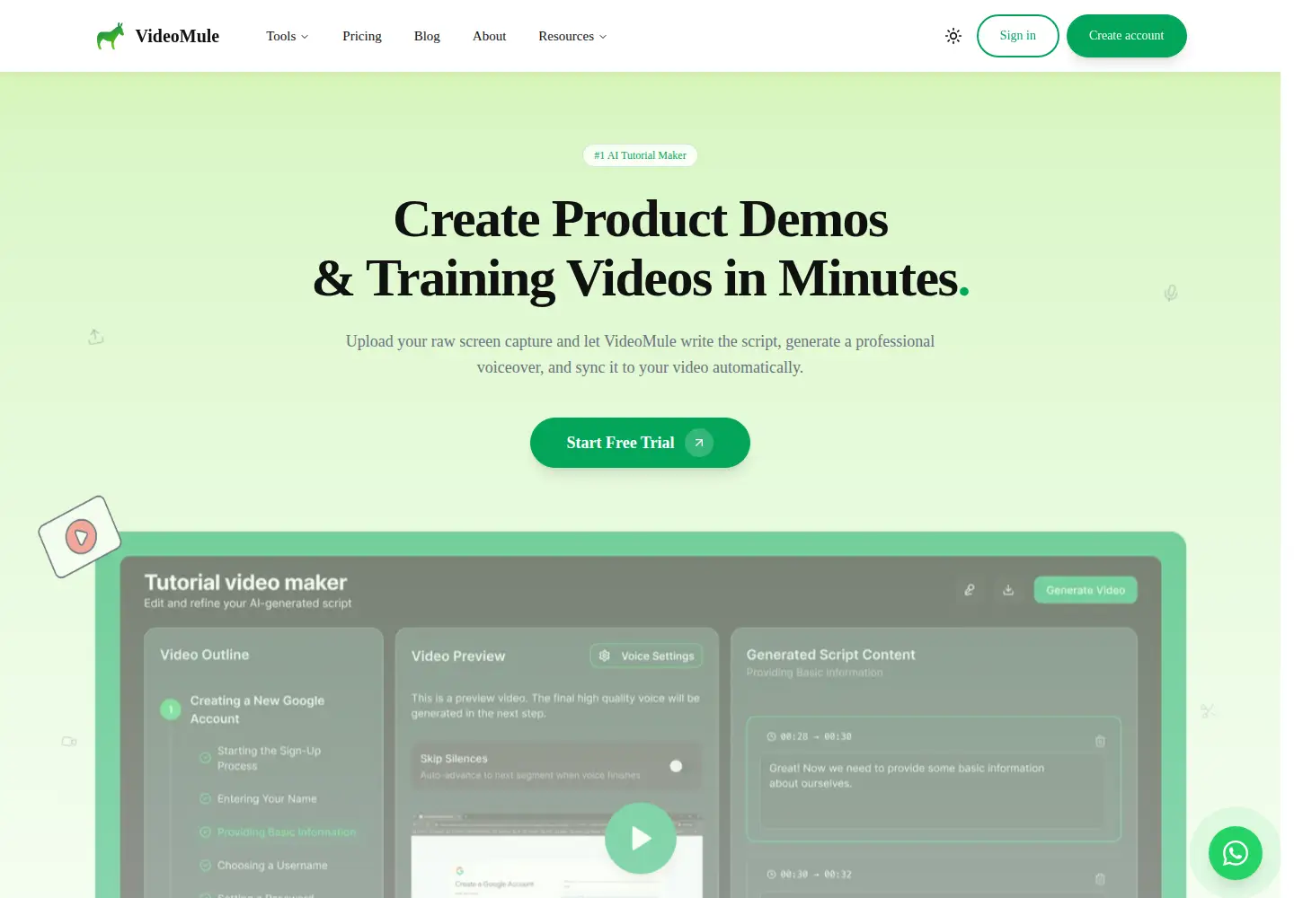 Captured homepage of videomule.ai in the current scan