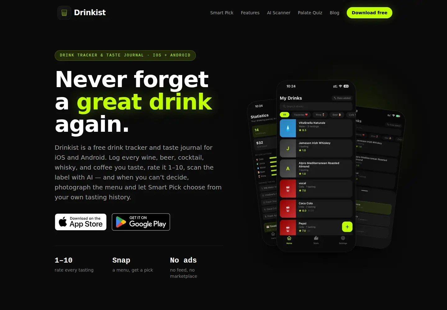Screenshot of drinkist.app