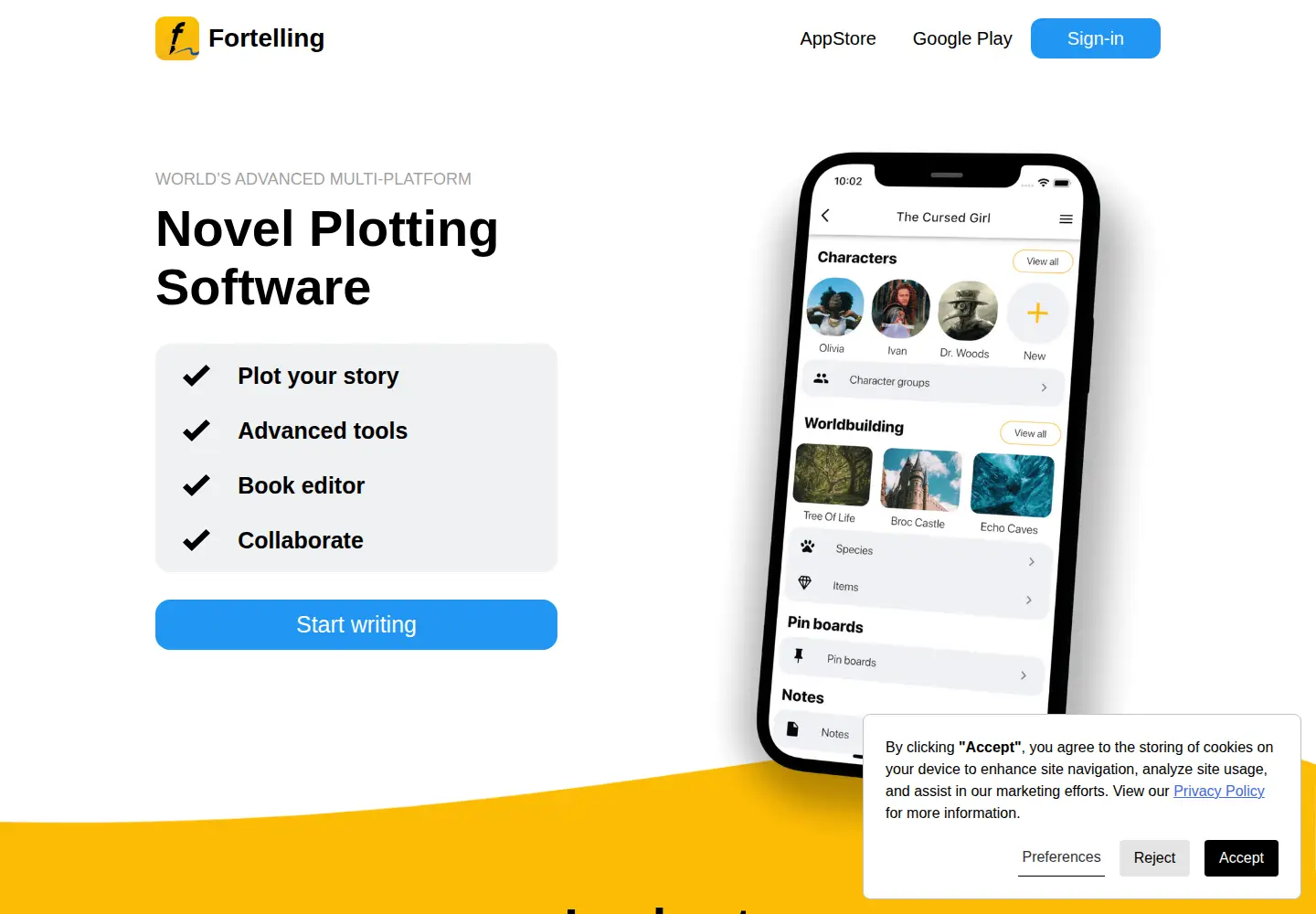 Screenshot of fortelling.app
