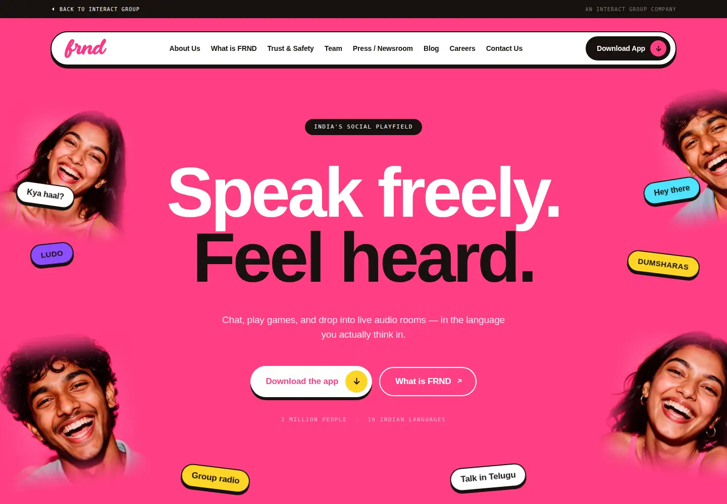 Captured homepage of frnd.app in the current scan