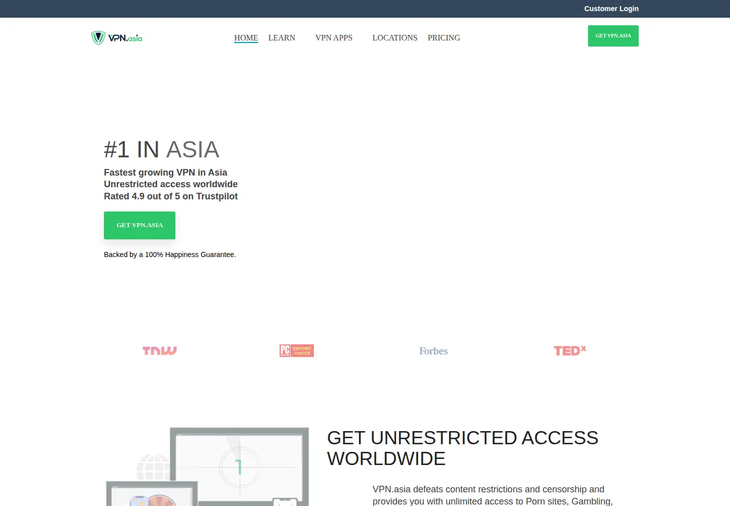 Screenshot of vpn.asia