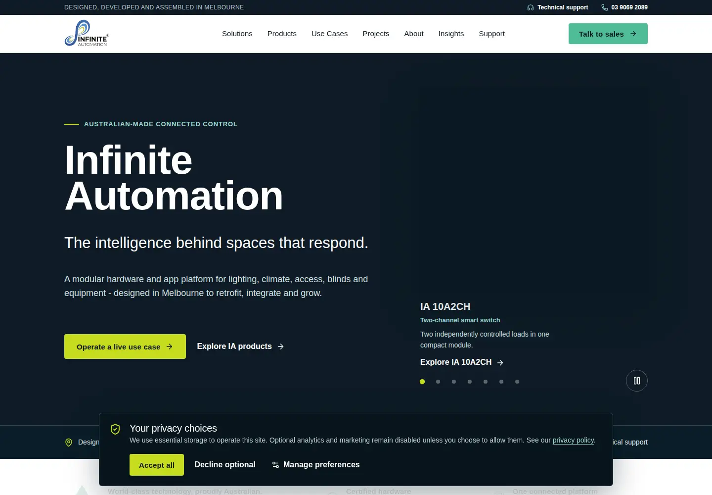 Screenshot of infiniteautomation.com.au