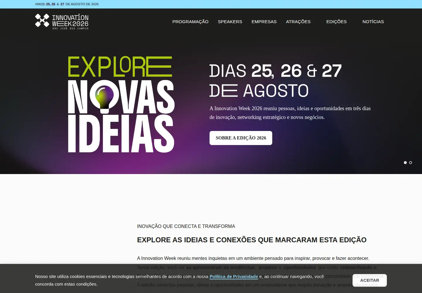 Captured homepage of innovationweeksjc.com.br in the current scan