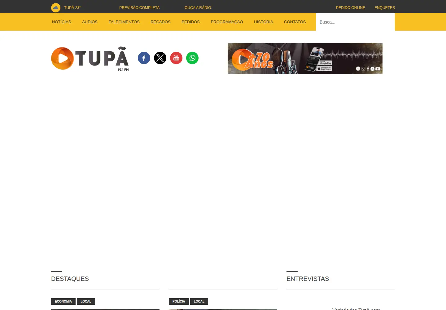 Screenshot of tupa.fm.br