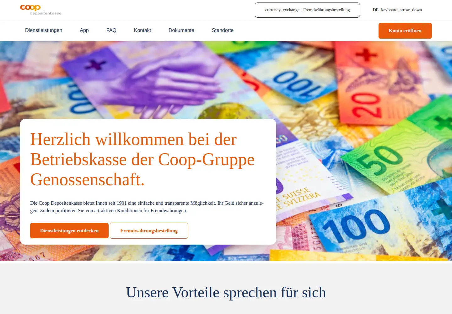 Captured homepage of coop-depositenkasse.ch in the current scan