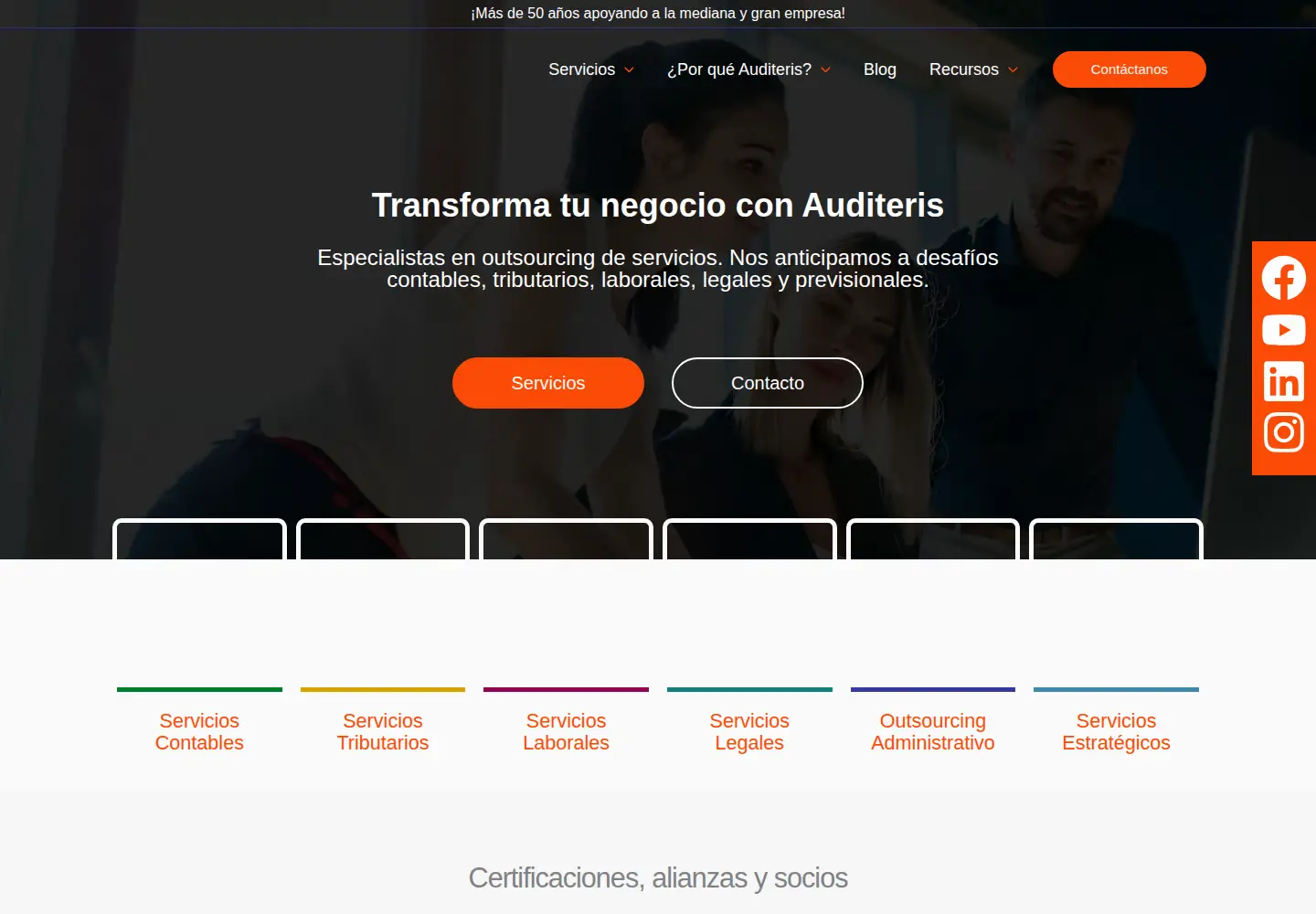 Captured homepage of auditeris.com in the current scan