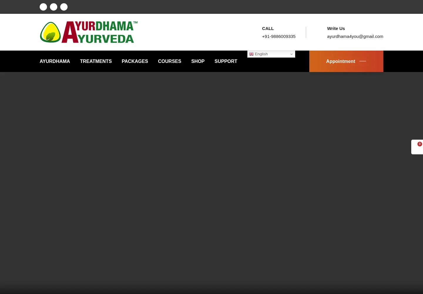 Captured homepage of ayurdhama.com in the current scan