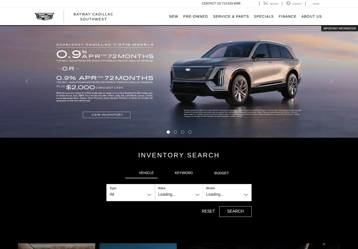 Captured homepage of baywaycadillacsouthwest.com in the current scan