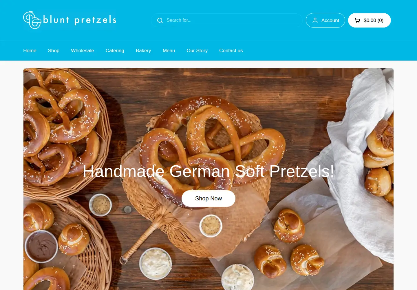 Captured homepage of bluntpretzels.com in the current scan
