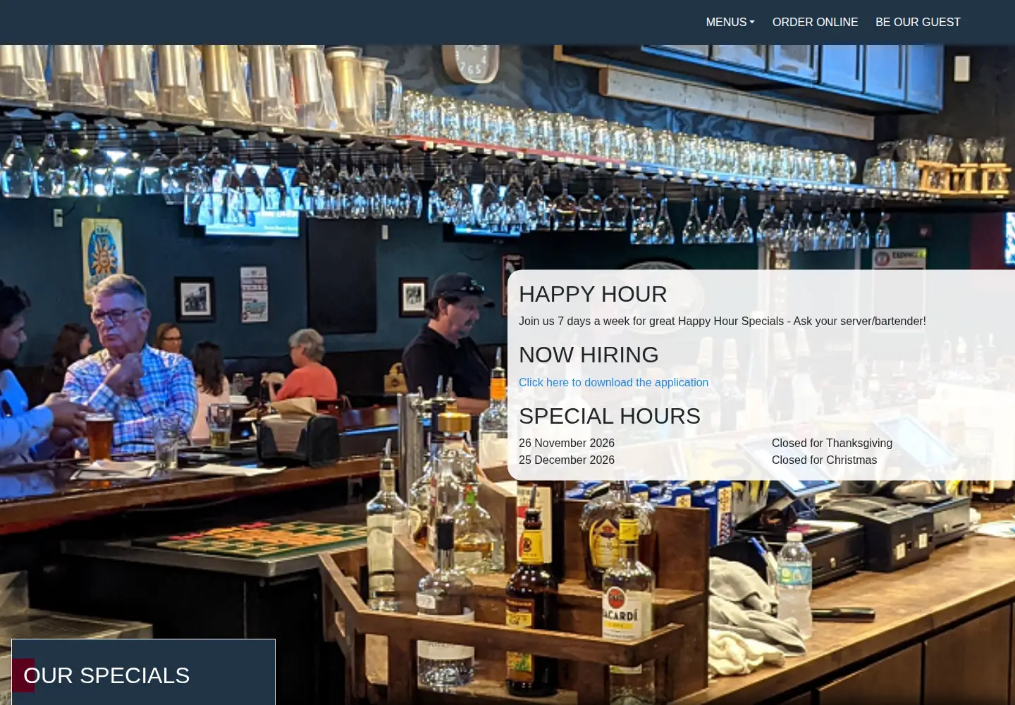 Screenshot of brokenbarreltavern.com