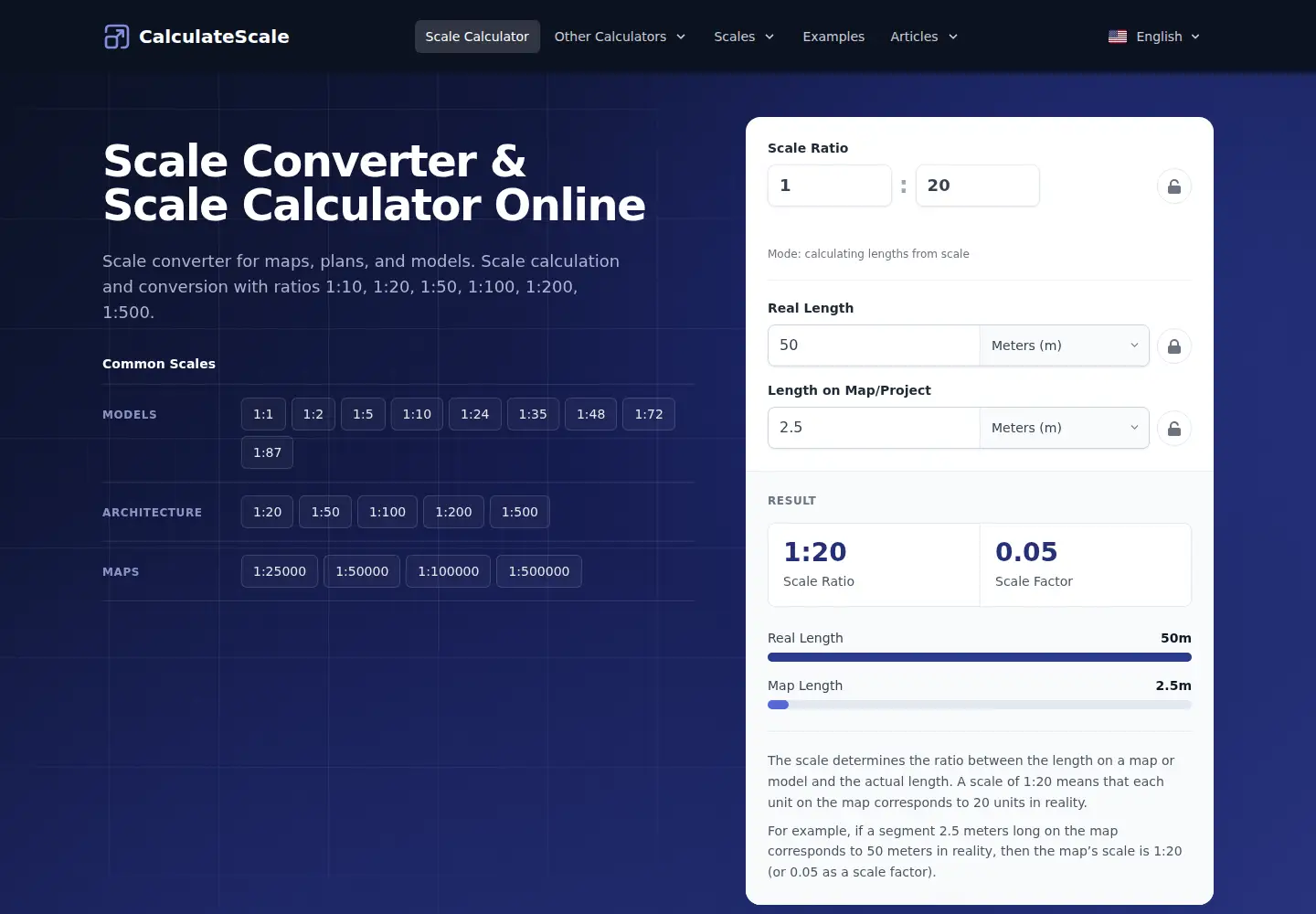 Captured homepage of calculatescale.com in the current scan
