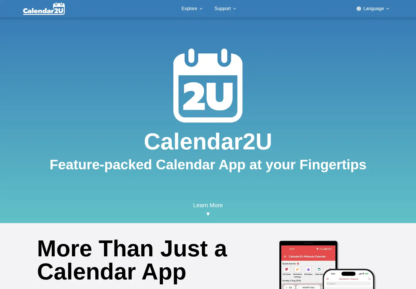 Screenshot of calendar2u.com