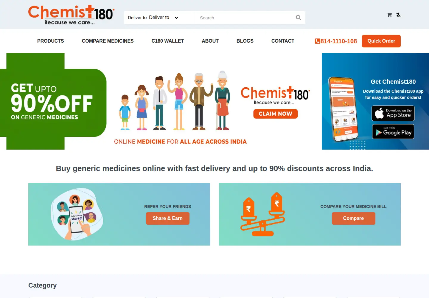 Captured homepage of chemist180.com in the current scan