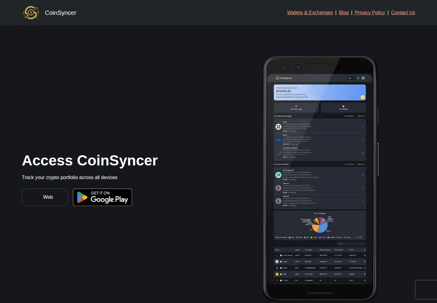 Captured homepage of coinsyncer.com in the current scan