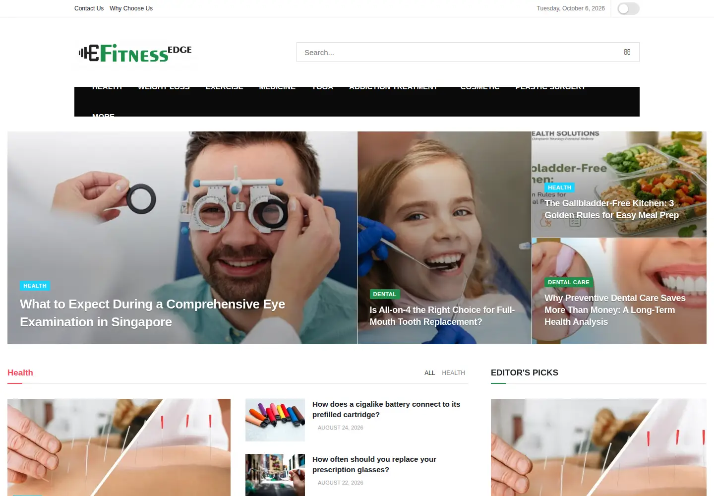 Captured homepage of efitnessedge.com in the current scan