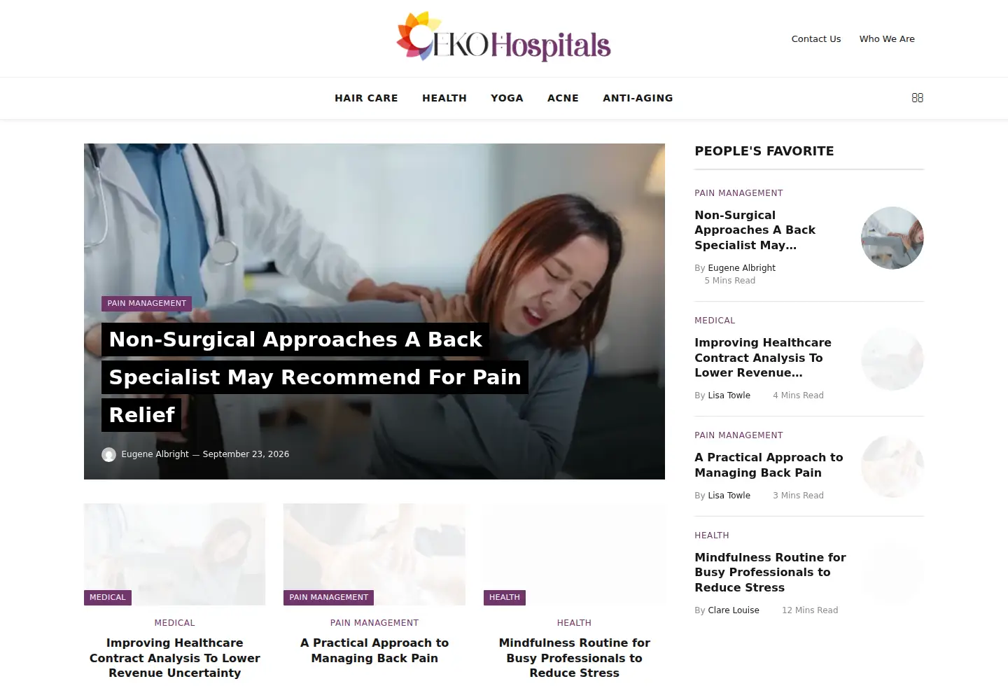 Captured homepage of ekohospitals.com in the current scan