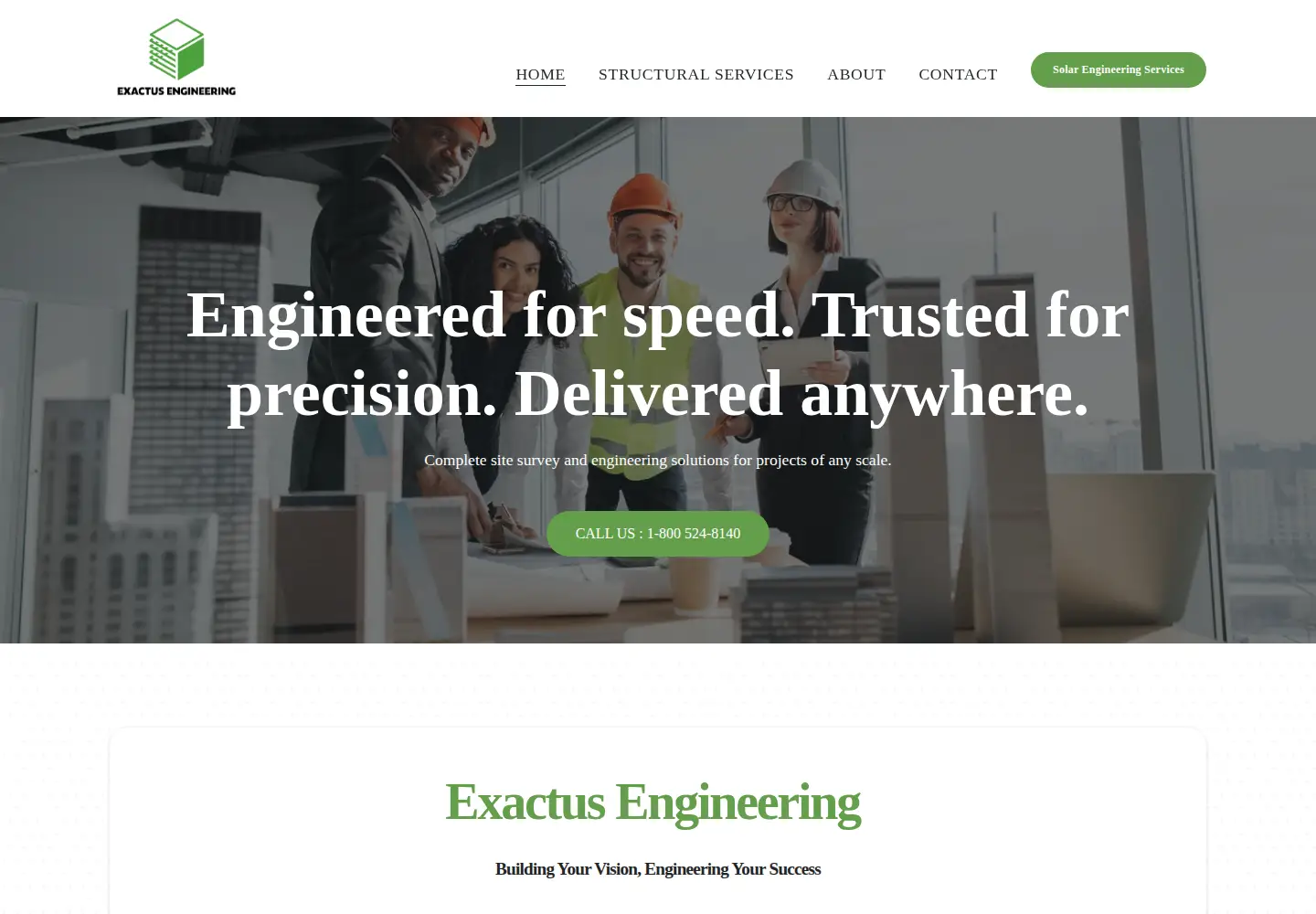 Captured homepage of exactusengineering.com in the current scan