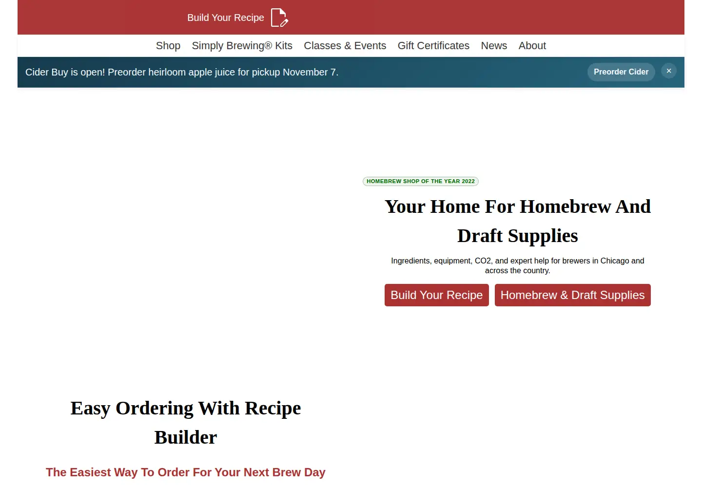 Captured homepage of gnomebrewshop.com in the current scan