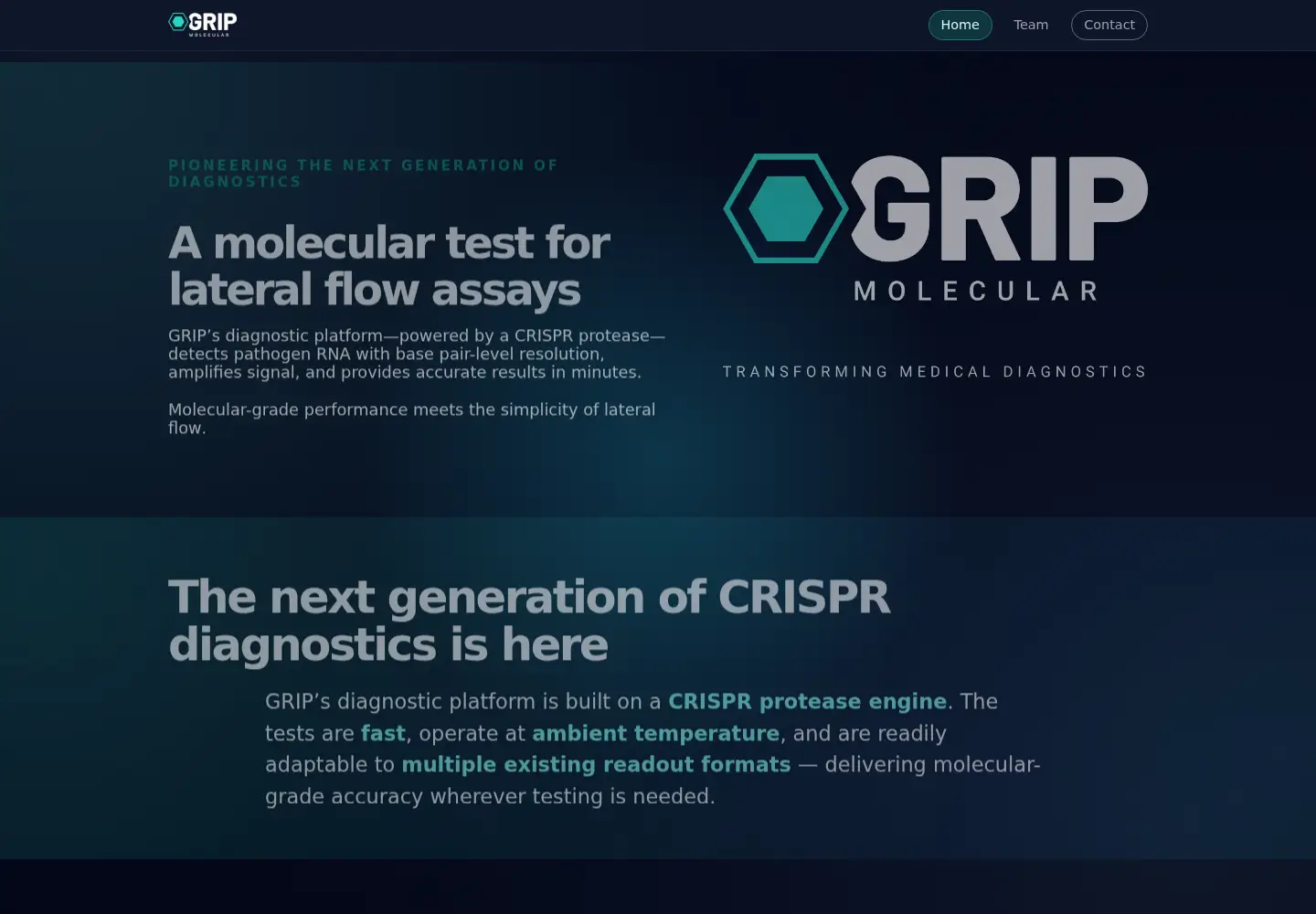 Screenshot of gripmolecular.com