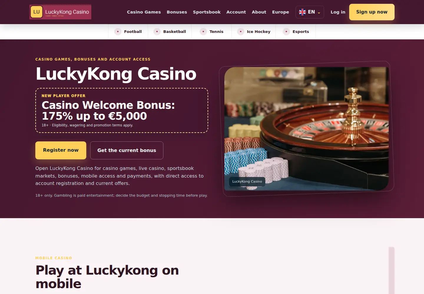 Screenshot of luckykong.eu